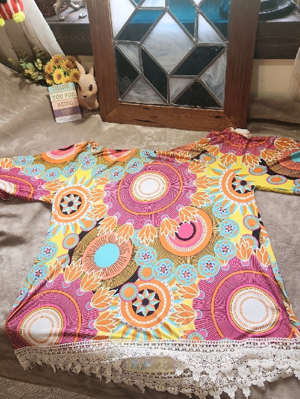Vibrant Boho Crochet-Hem Tunic Top - Multicolor By R Rouge - Picture 7 of 8